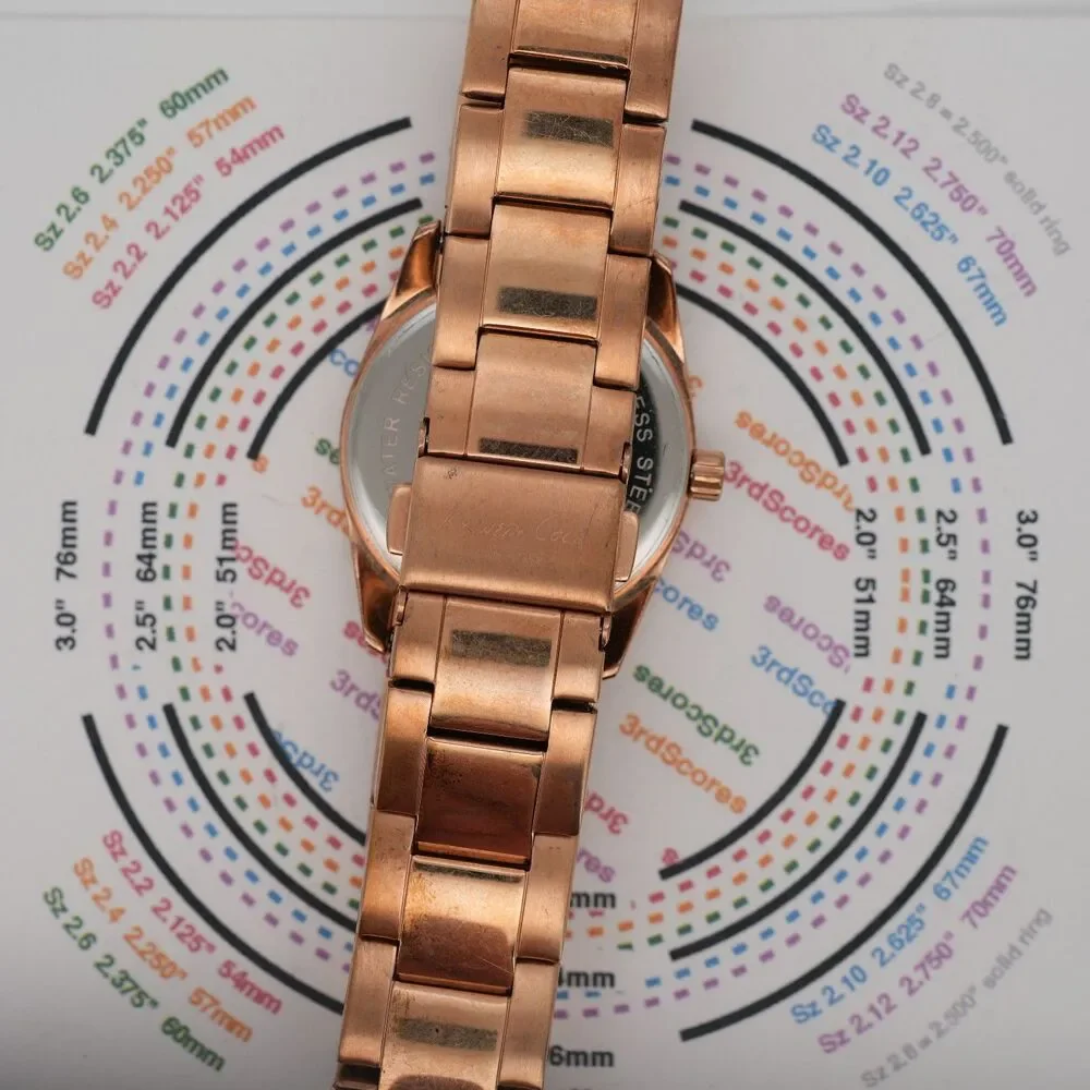 Kenneth Cole KC4791 Rose Gold Crystal Bezel Watch 28mm New Battery